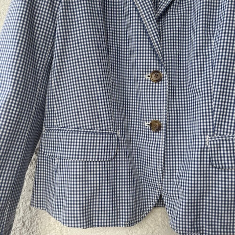 Vintage J.Crew Blue Gingham 100% Cotton Blazer - new! - Picture 2 of 11